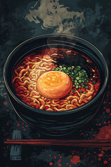 Wall Mural - pixel art style texture of a Japanese Cup noodle on the Dark background