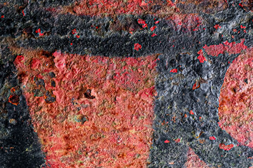 Wall Mural - Flaking red painted metal with black lines texture