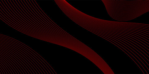 Poster - abstract wavy lines for background, backdrops, wallpaper - black red