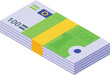 Euros cash stack icon isometric vector. Finance money. Bank support
