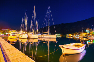 Wall Mural - Yachts and boats in Kotor port