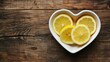 Heart Shaped Bowl Filled With Lemons on Wooden Table