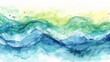 abstract ocean waves in fresh blue and green hues watercolor illustration for summer background