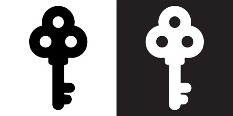 Poster - Key icon vector. Key sign symbol in trendy flat style. Key vector icon illustration isolated on white and black background