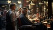 © Ashfaq - Men sitting in barbershop waiting for clients