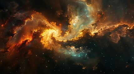 Wall Mural - cosmic nebula with swirling multicolored stardust abstract galaxy background illustration