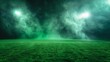 dark green smoke rising from soccer field at night toxic fumes and pollution concept abstract sports background