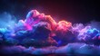 dreamy 3d abstract cloud illuminated with neon light on dark background surreal digital illustration