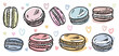 Vector collection of hand-drawn macaroons in the style of doodles