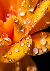 Wall Mural - A close up of a flower with droplets of water on it.