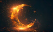 glowing golden moon on dark background, eid ul adha religion muslim islam