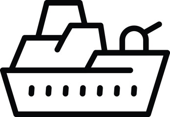 Wall Mural - Military sea vessel icon outline vector. Fighting marine ship. Armed warfare boat