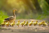 Fototapeta Uliczki - duck and ducklings
