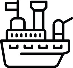 Wall Mural - Large battleship icon outline vector. Frigate maritime boat. Marine army destroyer