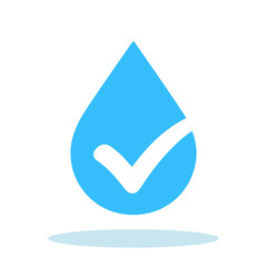 Wall Mural - water drop icon with checkmark. clean water concept. drinkable water icon isolated on white