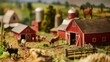 Quaint Miniature Barnyard Display of Rural Charm