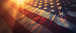 A draped American flag on a banner, catching the morning light to create a vibrant and respectful display for Memorial Day. Memorial Day, Independence Day , with copy space