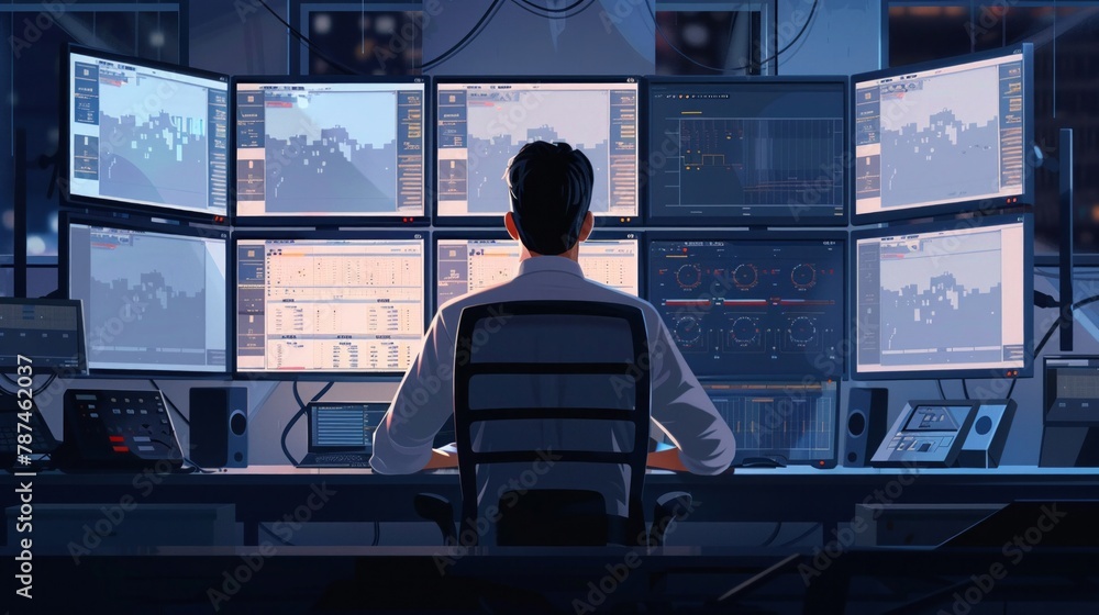 Animated sequence of a person rapidly switching between tasks on a ...