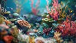 Colorful Miniature Underwater Diorama with Tiny Sea Creatures