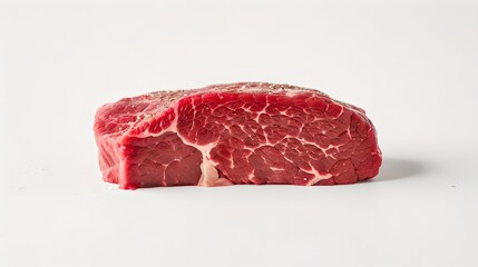 Sticker - Juicy Raw Ribeye Steak on Plain White Background. Simple Elegance for Culinary Projects. Fresh Beef Cut Ready for Gourmet Dishes. High-Quality Protein Source. AI