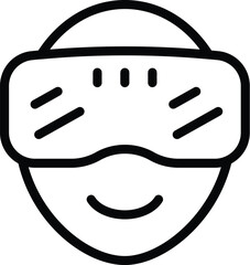 Sticker - Augmented reality headgear icon outline vector. Virtual world visor. Futuristic headset projector