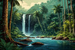 An epic adventure through the untamed wilderness of the tropical jungle, with towering trees, winding rivers, and hidden treasures waiting to be discovered in vector art illustration images.
