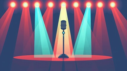 Wall Mural - illustration of a stage with spotlight