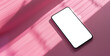 Smartphone on a minimalist pink aesthetic surface with transparent screen - easy modification
