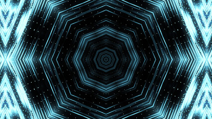 kaleidoscopic animation with intricate golden lines forming abstract shapes against a dark background, seamless loop, 