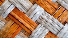Texture Of Bamboo Weave In Orange And White