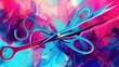 Colorful background featuring digital representation of surgical scissors