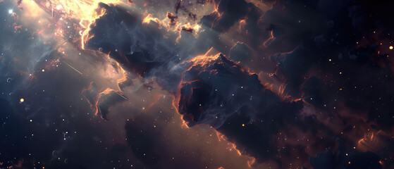 Wall Mural - cosmic dust cloud in vibrant orange and blue hues