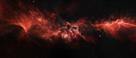 Wall Mural - fiery red space nebula with sparkling stars