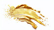 Golden smudge on white background, makeup cream powder paint smudge concept
