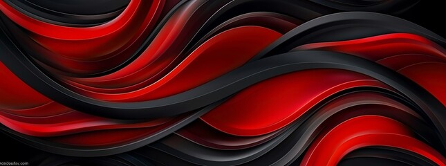 Wall Mural - Abstract shapes in red and black, creating an elegant design for the mobile phone wallpaper with swirling lines and curves