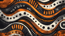 Aboriginal X-ray Style Abstract Background In Earth Tones
