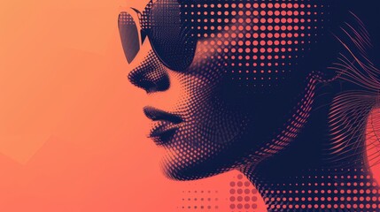 Poster - A woman's face with dots and lines on it, AI