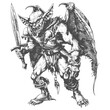 goblin warrior images using Old engraving style