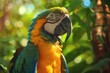Colorful Parrot Perched on Tree Branch