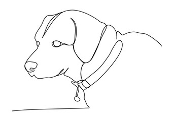 Wall Mural - Dog. One line drawing vector illustration.