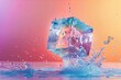 Summer background with a cube of ice