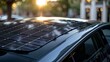 A detailed close-up of solar panels on the roof of a car  AI generated illustration