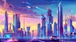 A futuristic cityscape with sleek skyscrapers and flying cars  AI generated illustration