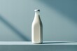 Fresh bottle of milk on neutral background