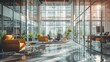 © ArtStage - A modern office setting with sleek glass walls and high-tech gadgets  AI generated illustration