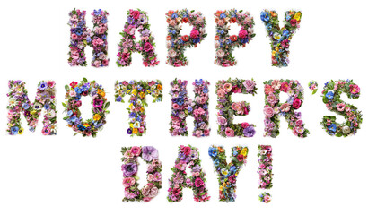 Wall Mural - Text Happy Mother's Day made of natural flowers and leaves. Mother's Day concept