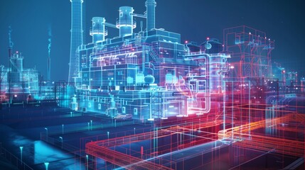 Leinwandbilder - Computer Generated Image of a Factory
