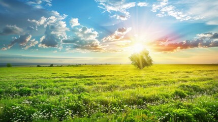 Wall Mural - Countryside field, sunny day in the countryside