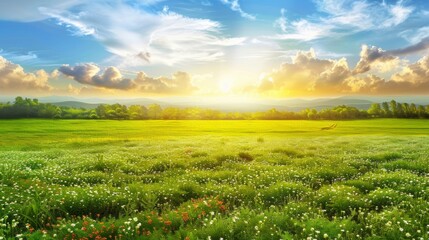 Wall Mural - Countryside field, sunny day in the countryside