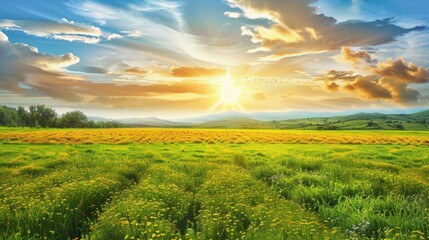 Wall Mural - Countryside field, sunny day in the countryside